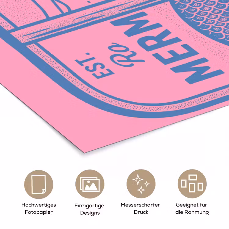 Meermin - Sardineblik - Illustratie - Roze - Retro poster papier klein -tcloseup_DE