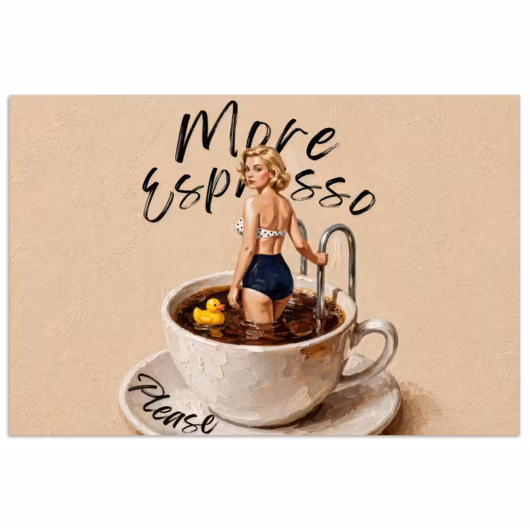 More espresso - Koffie - Eend poster papier klein -3d