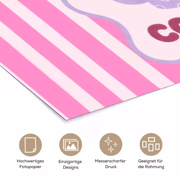 More coffee - Roze - Paars - Strepen - Mok poster papier klein -tcloseup_DE