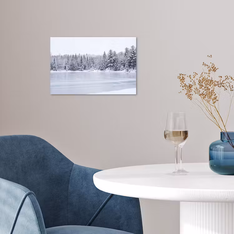 Meer - Dennen - IJs - Winter - Rustgevend poster papier klein -sfeer3