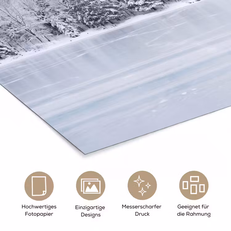 Meer - Dennen - IJs - Winter - Rustgevend poster papier klein -tcloseup_DE