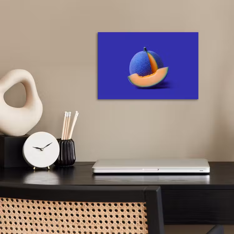 Meloen - Blauw - Oranje - Kunstzinnig poster papier klein -sfeer1