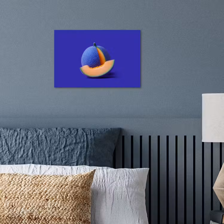 Meloen - Blauw - Oranje - Kunstzinnig poster papier klein -sfeer2