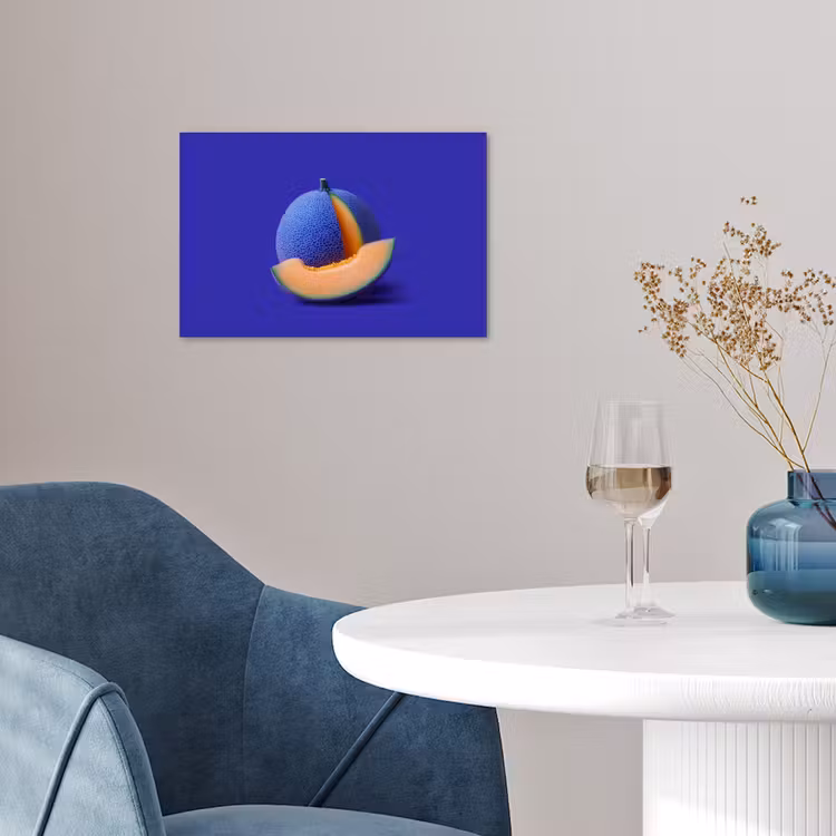 Meloen - Blauw - Oranje - Kunstzinnig poster papier klein -sfeer3