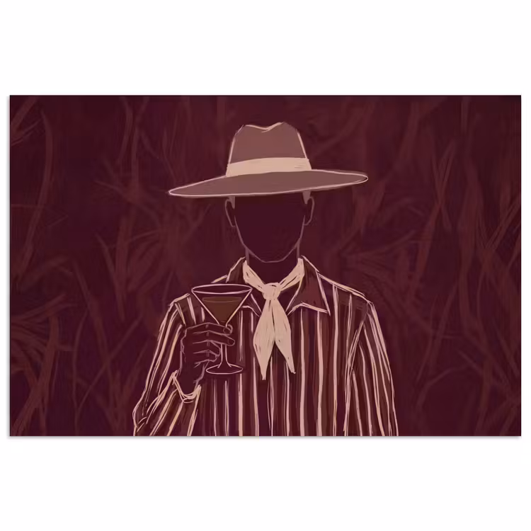 Mens - Hoed - Cocktail - Abstract - Bruin poster papier klein -3d