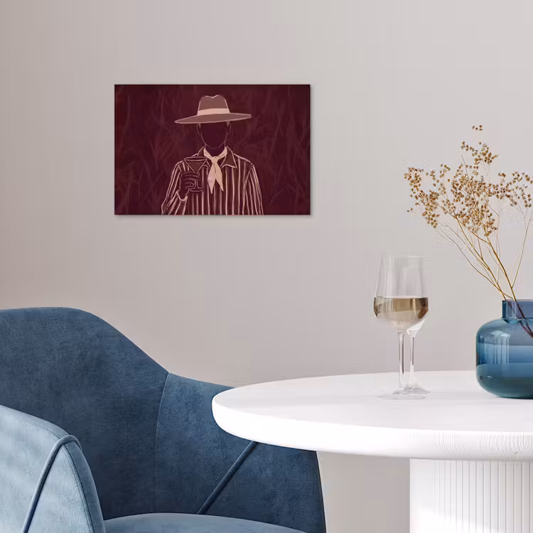 Mens - Hoed - Cocktail - Abstract - Bruin poster papier klein -sfeer3