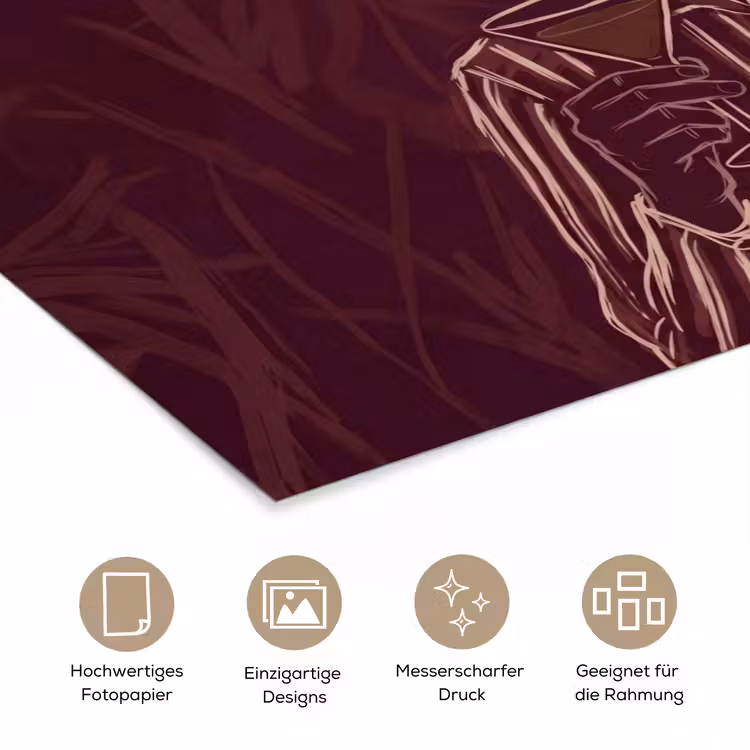 Mens - Hoed - Cocktail - Abstract - Bruin poster papier klein -tcloseup_DE