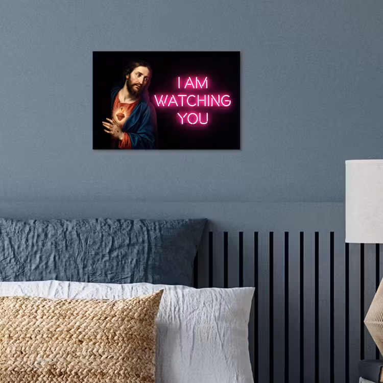 Man - Tekst - Neon poster papier klein -sfeer2