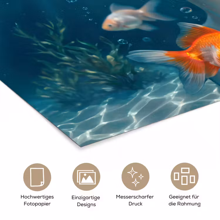 Mens - Onderwater - Vis - Modern - Blauw poster papier klein -tcloseup_DE