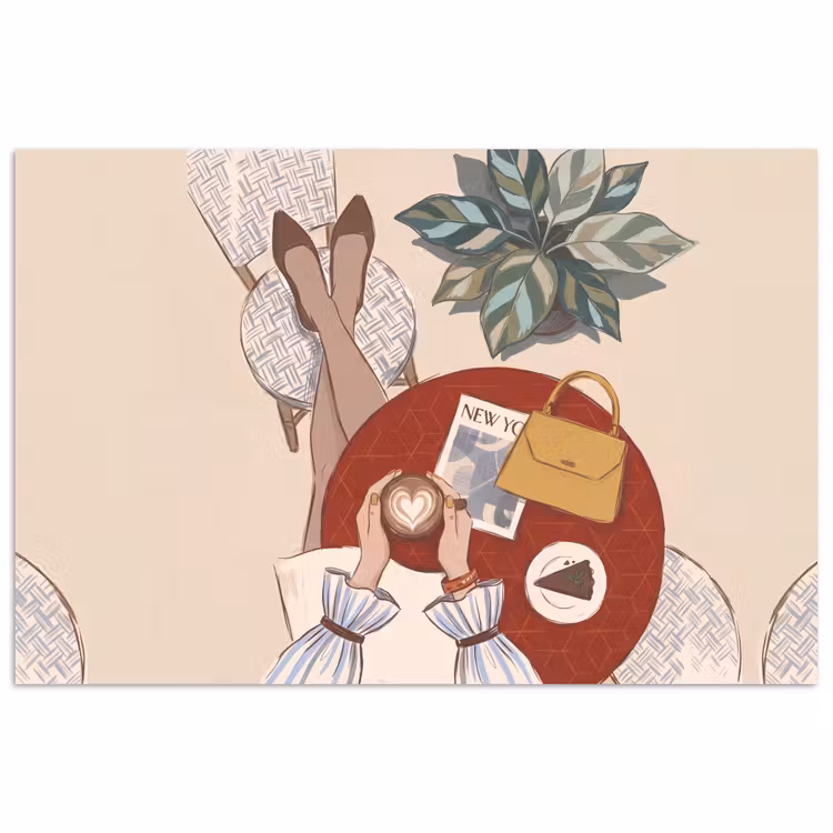 Mensen - Cafe - Koffie - Stadsleven - Modern poster papier klein -3d