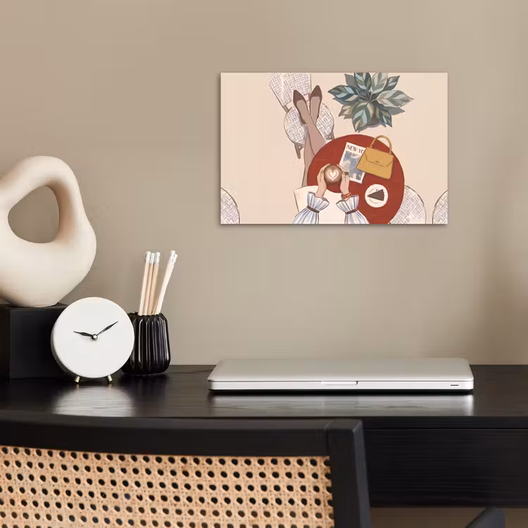 Mensen - Cafe - Koffie - Stadsleven - Modern poster papier klein -sfeer1