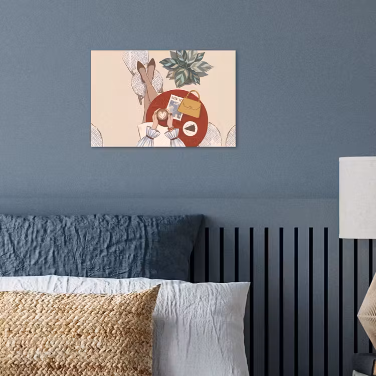 Mensen - Cafe - Koffie - Stadsleven - Modern poster papier klein -sfeer2