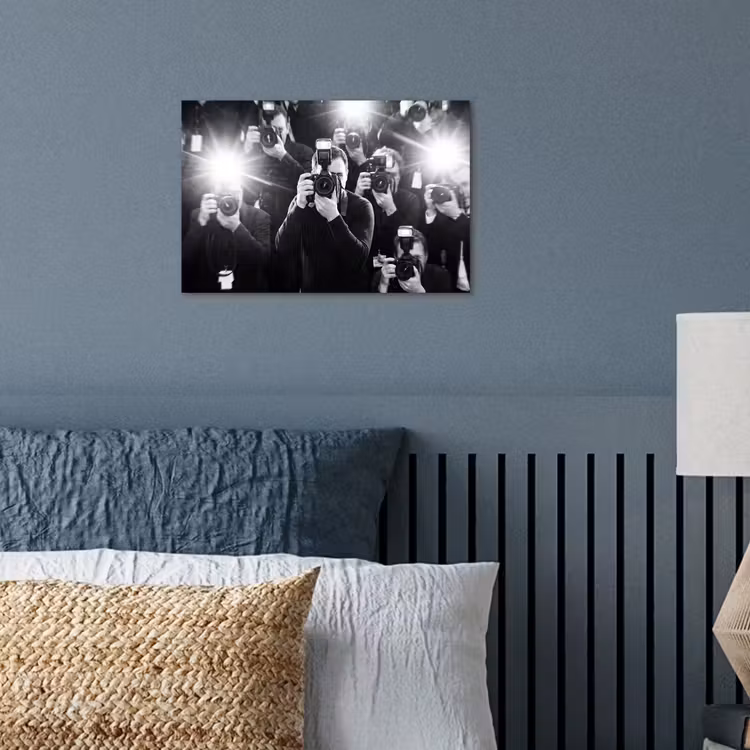 Mensen - Camera - Flitslicht - Zwart-wit - Media poster papier klein -sfeer2