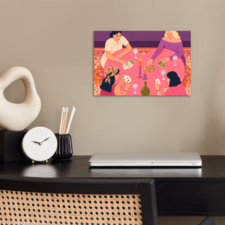 Mensen - Kaartspel - Interieur - Modern - Kleurrijk poster papier klein -sfeer1