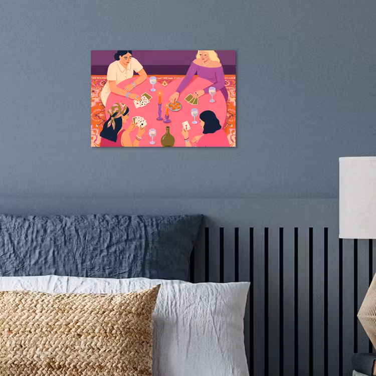 Mensen - Kaartspel - Interieur - Modern - Kleurrijk poster papier klein -sfeer2
