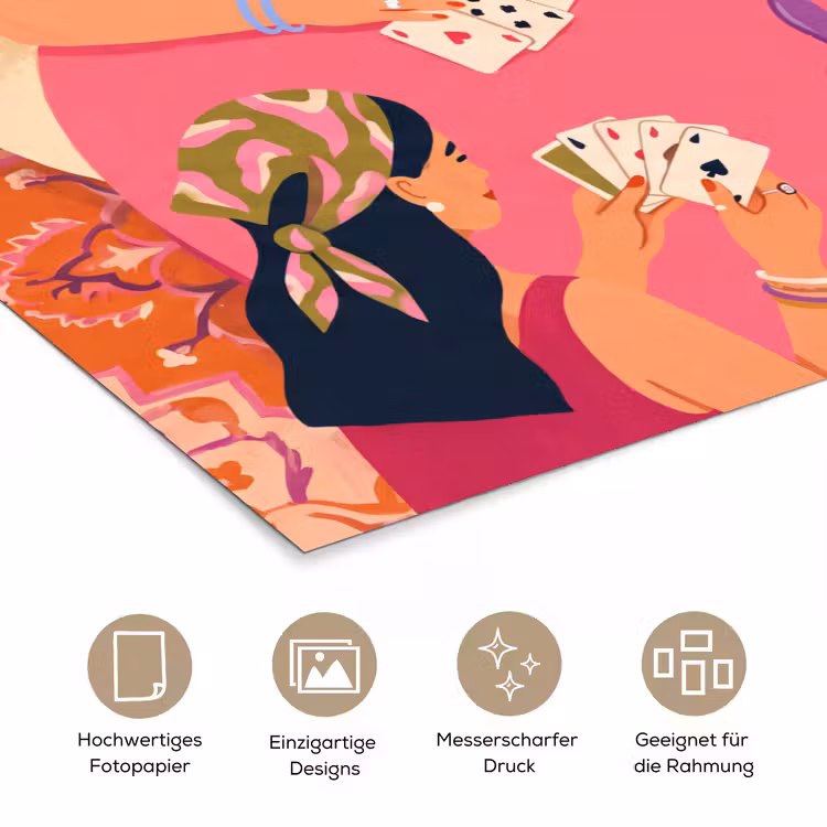 Mensen - Kaartspel - Interieur - Modern - Kleurrijk poster papier klein -tcloseup_DE