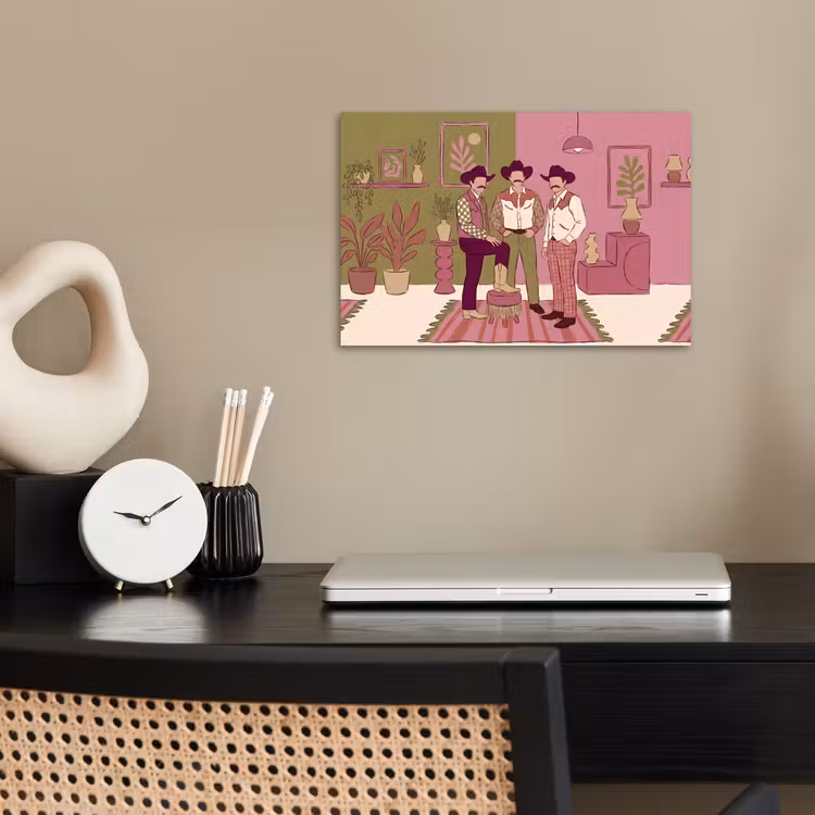 Mensen - Mannen - Hoeden - Retro - Interieur poster papier klein -sfeer1