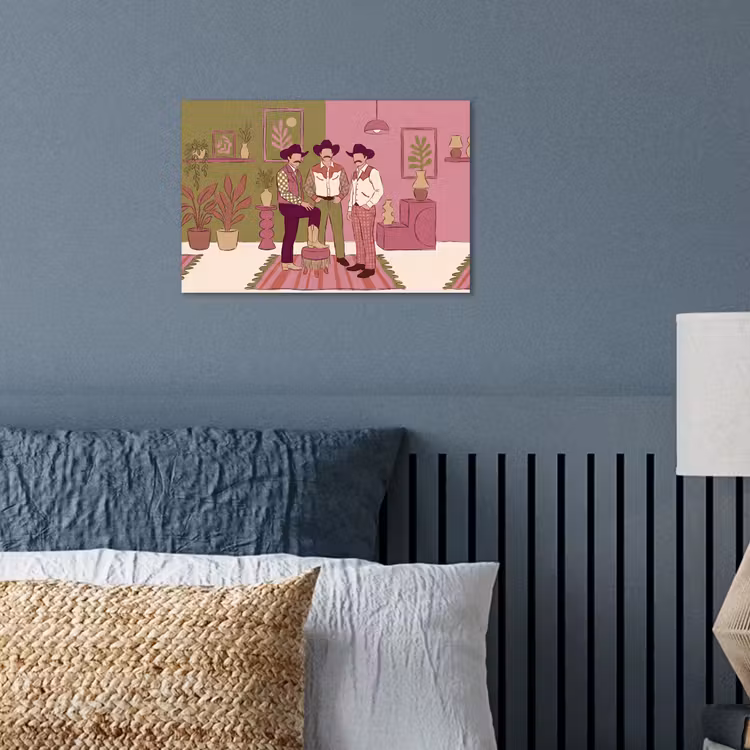 Mensen - Mannen - Hoeden - Retro - Interieur poster papier klein -sfeer2