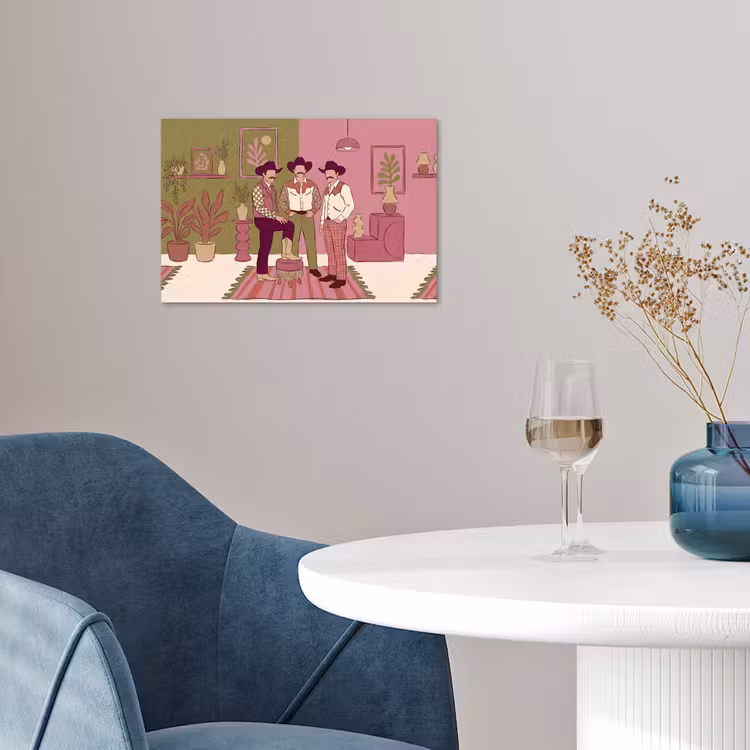 Mensen - Mannen - Hoeden - Retro - Interieur poster papier klein -sfeer3
