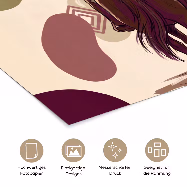 Mensen - Ruiters - Western - Illustratie - Bruin poster papier klein -tcloseup_DE