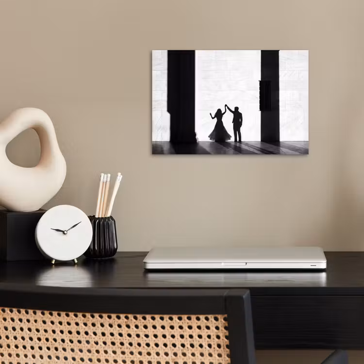Mensen - Schaduw - Dans - Zwart-wit - Liefde poster papier klein -sfeer1