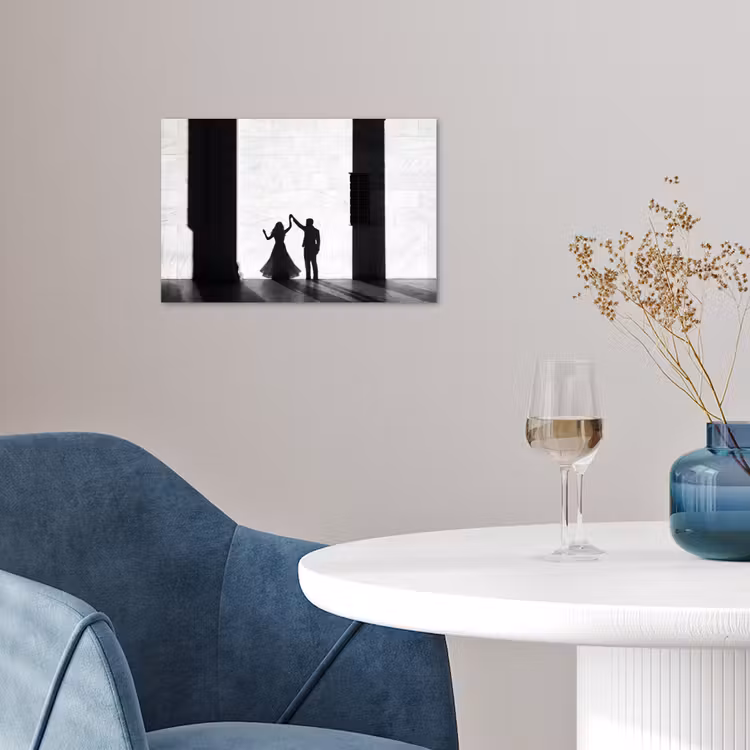 Mensen - Schaduw - Dans - Zwart-wit - Liefde poster papier klein -sfeer3