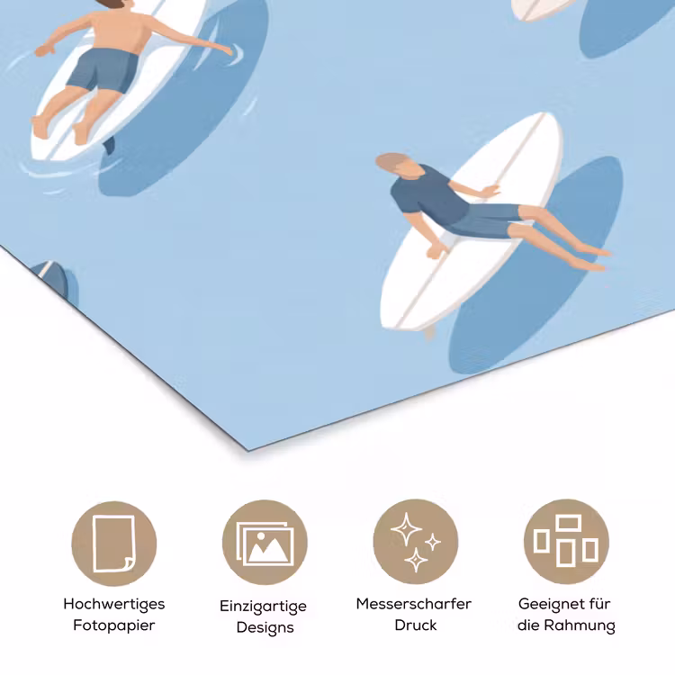 Mensen - Surfen - Water - Zomer - Illustratie poster papier klein -tcloseup_DE