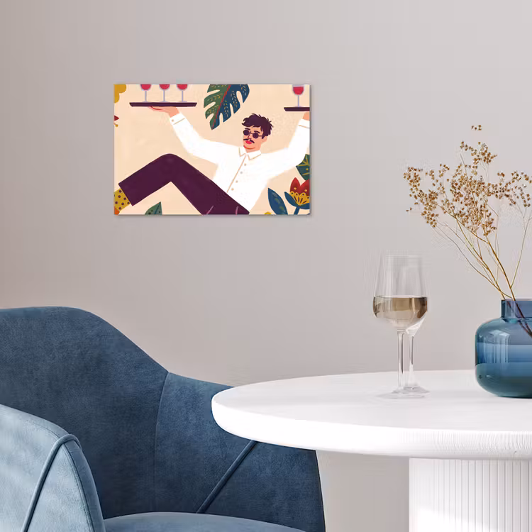 Mensen - Dienblad - Eten - Modern - Kleurrijk poster papier klein -sfeer3