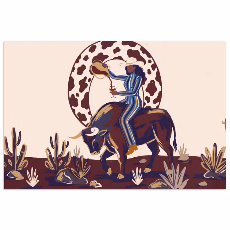 Mensen - Dieren - Cowboy - Abstract - Kleurrijk poster papier klein -3d