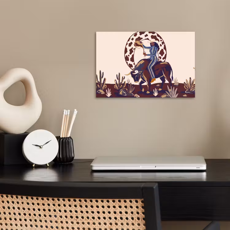 Mensen - Dieren - Cowboy - Abstract - Kleurrijk poster papier klein -sfeer1