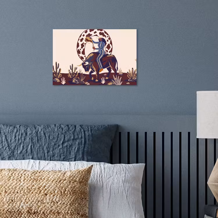 Mensen - Dieren - Cowboy - Abstract - Kleurrijk poster papier klein -sfeer2