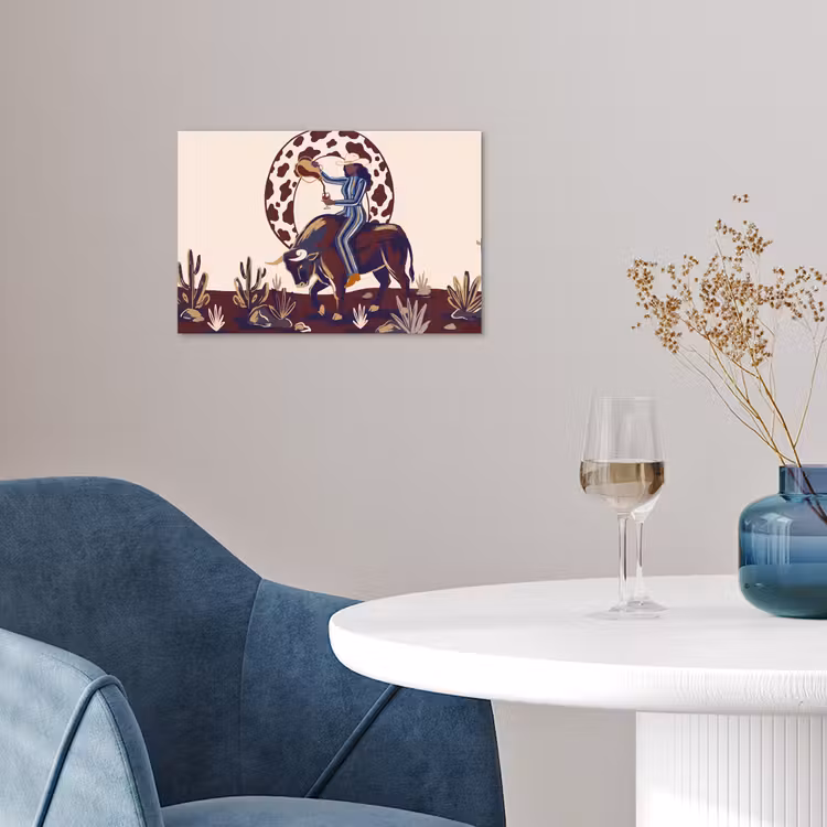 Mensen - Dieren - Cowboy - Abstract - Kleurrijk poster papier klein -sfeer3