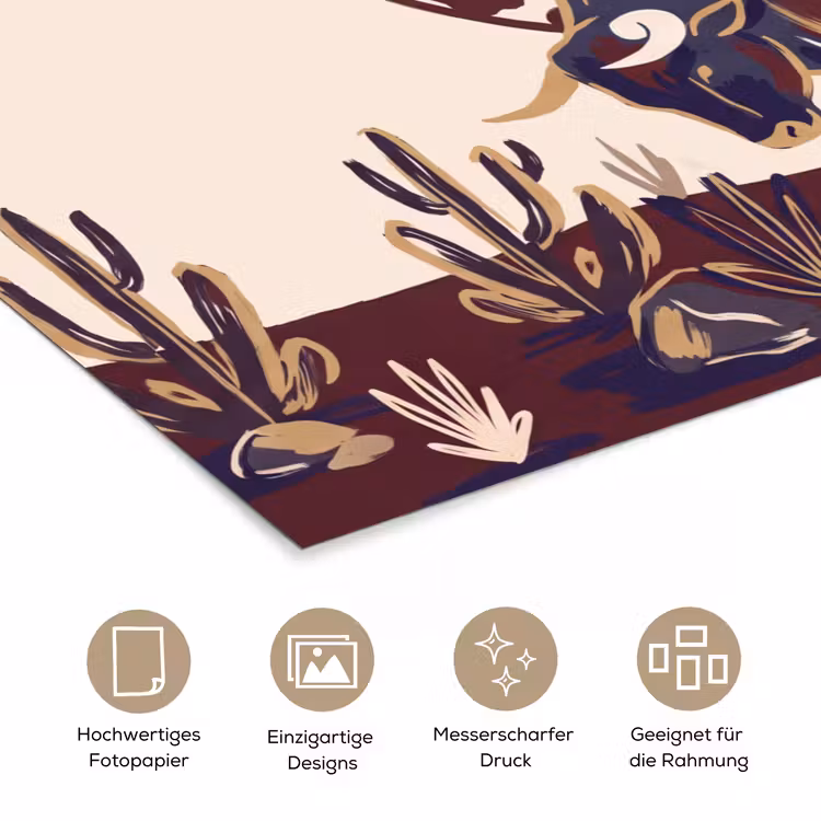 Mensen - Dieren - Cowboy - Abstract - Kleurrijk poster papier klein -tcloseup_DE