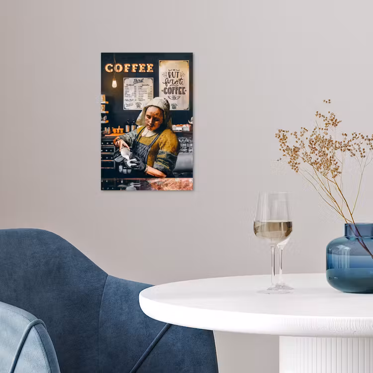 Melkmeisje - Barista - Koffie - Vintage - Kunst - Abstract - Schilderij - Oude meesters poster papier klein -sfeer3