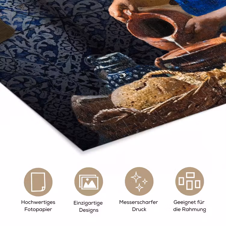 Melkmeisje - Delfts Blauw - Vermeer - Schilderij - Oude meesters poster papier klein -tcloseup_DE