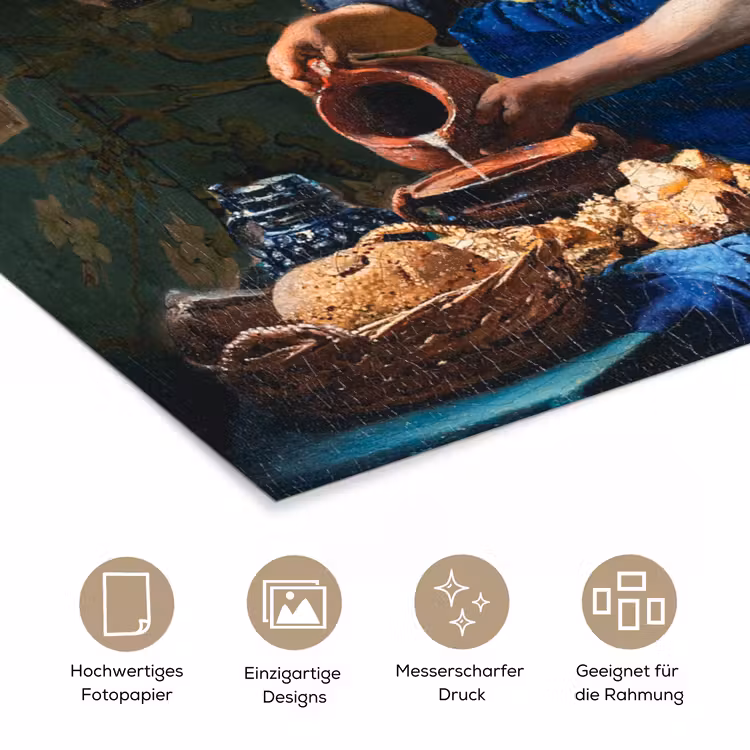 Melkmeisje - Amandelbloesem - Van Gogh - Vermeer - Schilderij - Oude meesters poster papier klein -tcloseup_DE