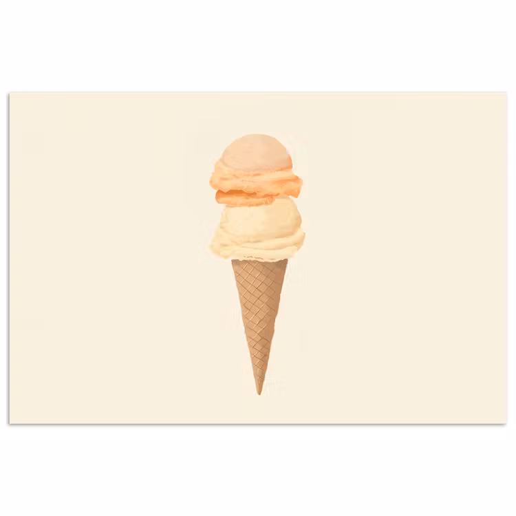 Minimalistisch - Schepijs - Hoorntje - Beige poster papier klein -3d