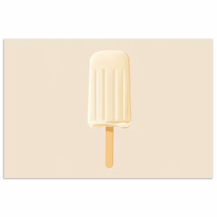 Minimalistisch - Waterijsje - Stokje - Beige poster papier klein -3d