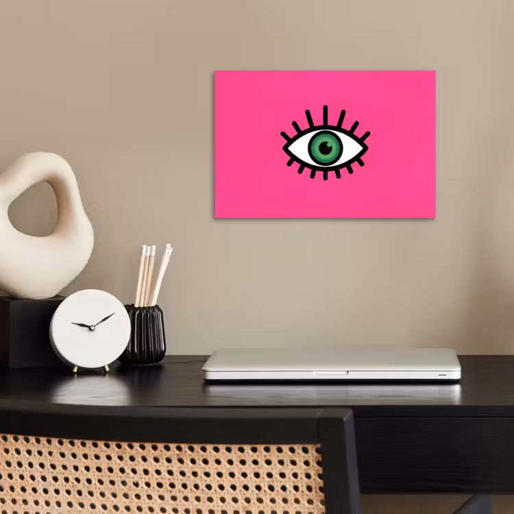 Minimalistisch - Oog - Roze poster papier klein -sfeer1
