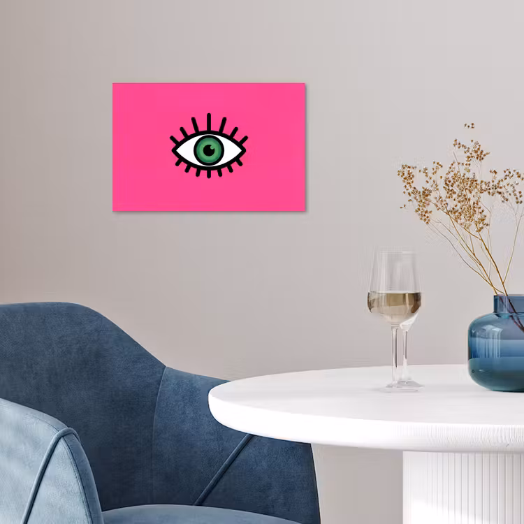 Minimalistisch - Oog - Roze poster papier klein -sfeer3