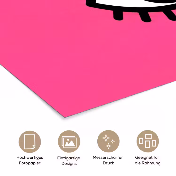 Minimalistisch - Oog - Roze poster papier klein -tcloseup_DE