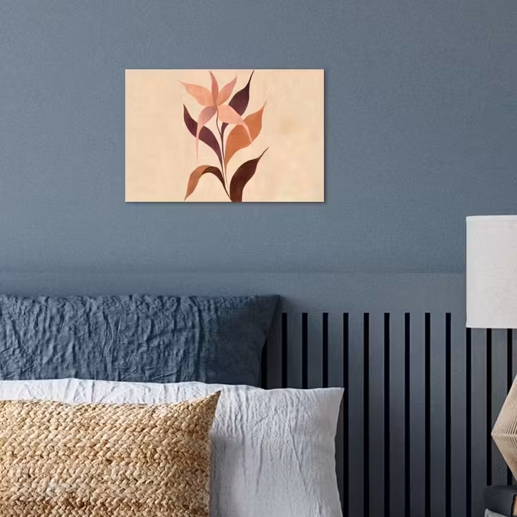Minimalistisch - Bloem - Bladeren - Beige poster papier klein -sfeer2