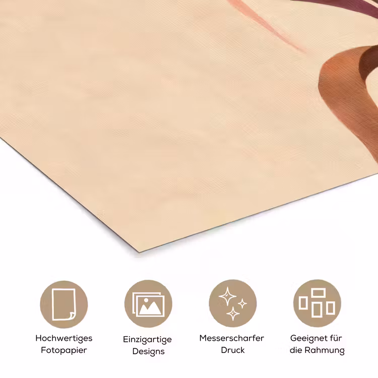 Minimalistisch - Bloem - Bladeren - Beige poster papier klein -tcloseup_DE