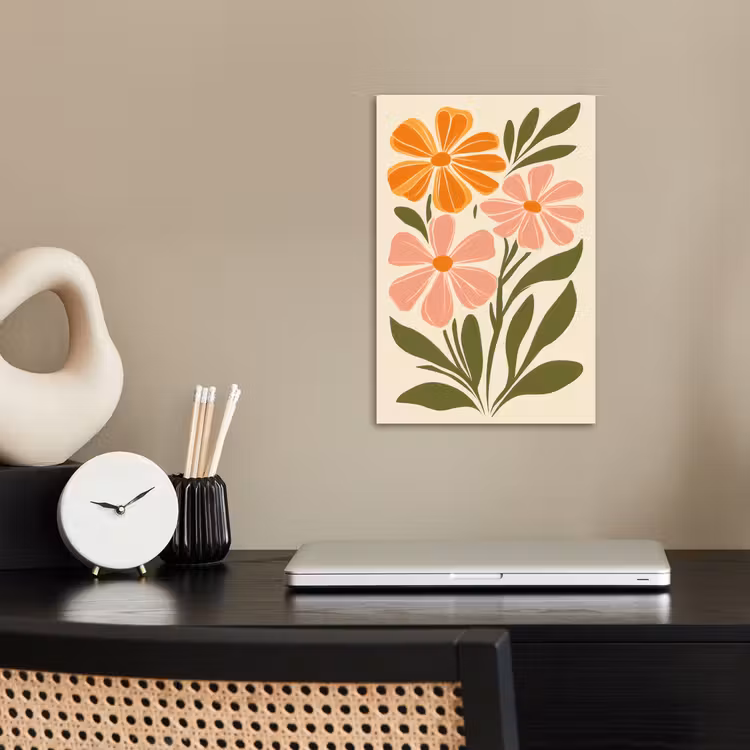 Minimalistisch - Bloemen - Bladeren - Roze poster papier klein -sfeer1