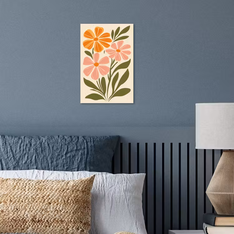 Minimalistisch - Bloemen - Bladeren - Roze poster papier klein -sfeer2