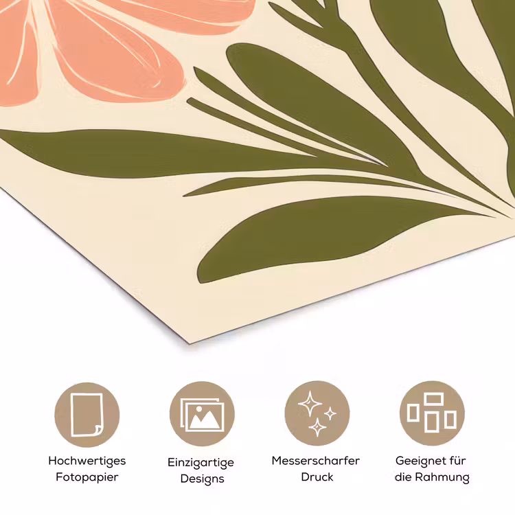 Minimalistisch - Bloemen - Bladeren - Roze poster papier klein -tcloseup_DE