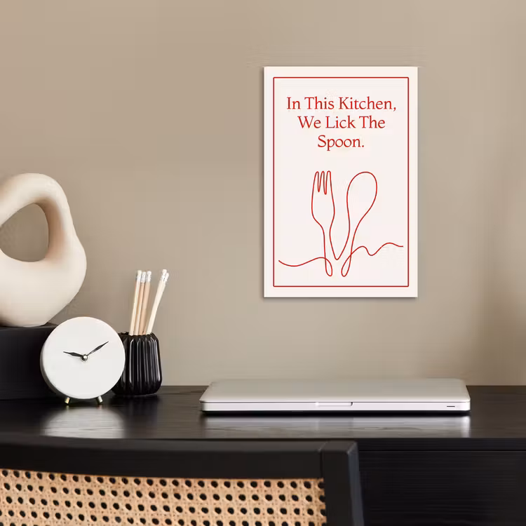 Minimalistisch - Vork - Lepel - Lijntekening poster papier klein -sfeer1