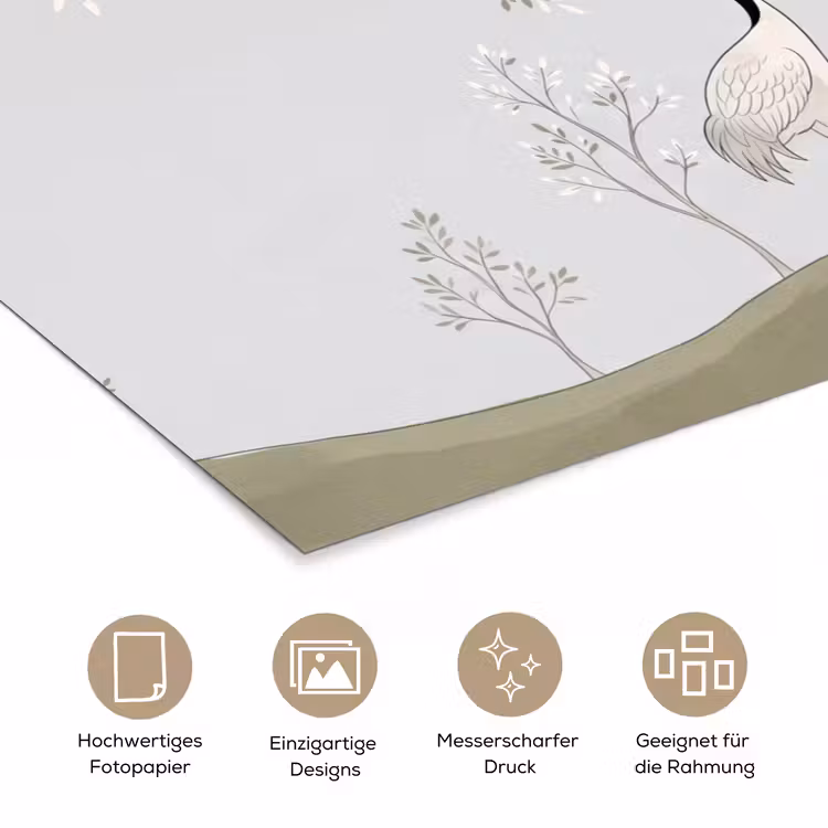 Minimalistisch - Kraanvogels - Blauw poster papier klein -tcloseup_DE