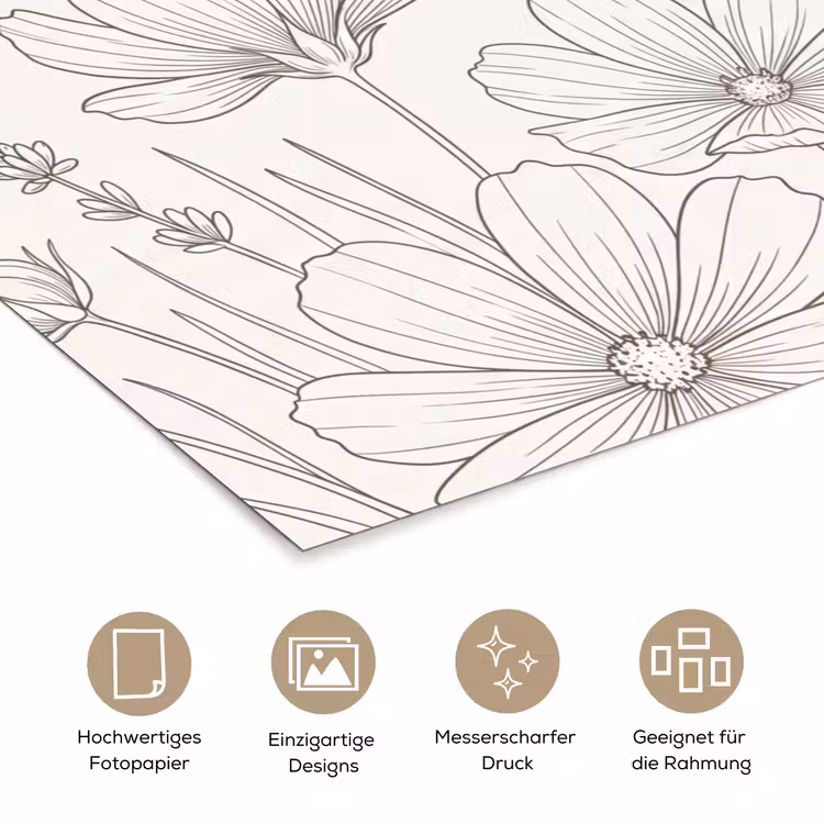 Minimalistisch - Modern - Bloemen - Beige poster papier klein -tcloseup_DE