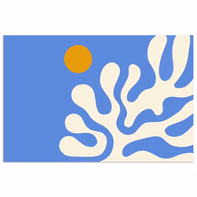 Minimalistisch - Organisch patroon - Blauw poster papier klein -3d
